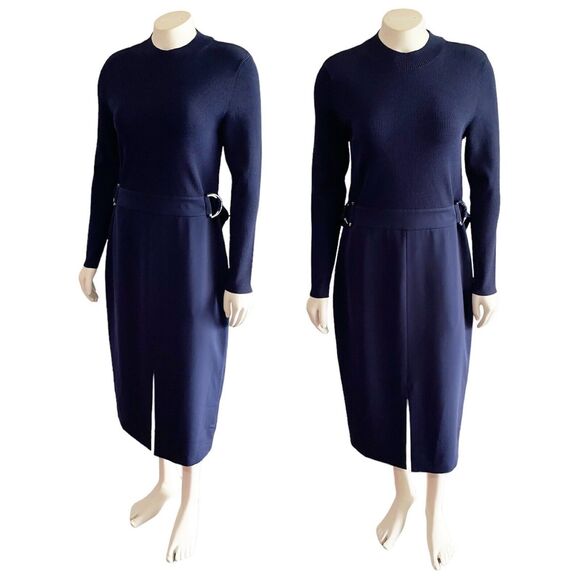 Ted Baker Ellhad Belted Sheath Knit Dress Navy Size 8/10 - Picture 1 of 13